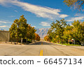 View of an empty street with Black Mountain in the background in Independence, California, USA 66457134