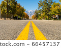 View of an empty street with Black Mountain in the background in Independence, California, USA 66457137