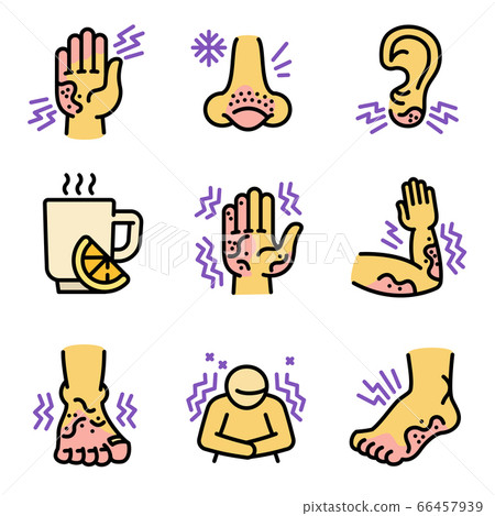Frostbite icons set, outline style - Stock Illustration [66457939] - PIXTA