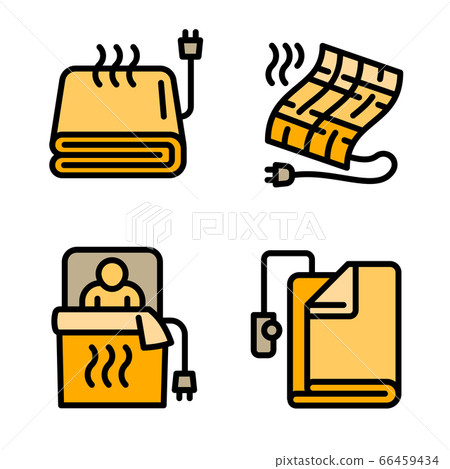 Electric blanket icons set, outline style 66459434