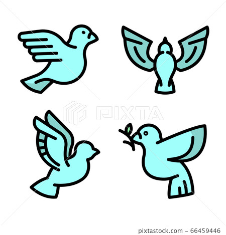 Dove icons set, outline style 66459446