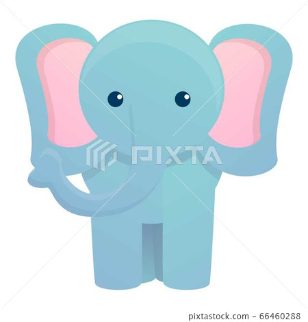 Front view elephant icon, cartoon style 66460288