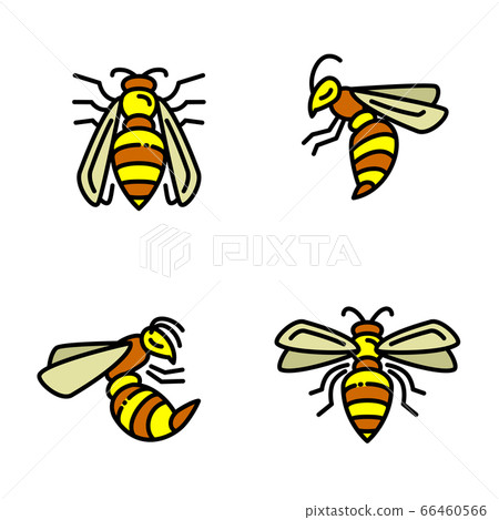 Wasp icons set, outline style 66460566
