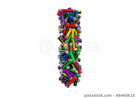 Letter I from colored AA batteries, 3D rendering 66460618