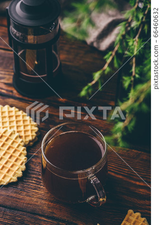 Cup of coffee with waffles Cup of coffee with waffles 66460632