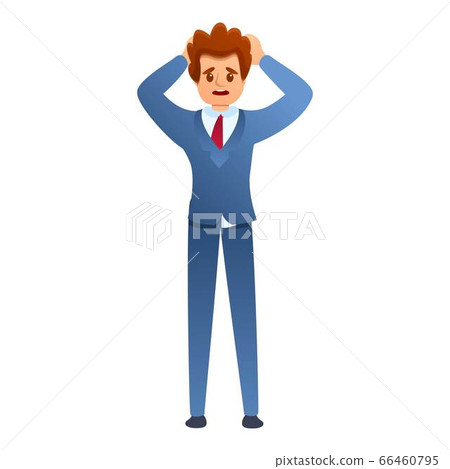 Scared entrepreneur icon, cartoon style 66460795