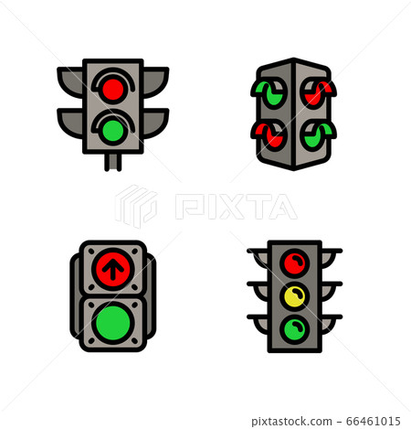 Traffic lights icons set, outline style Traffic lights icons set, outline style 66461015