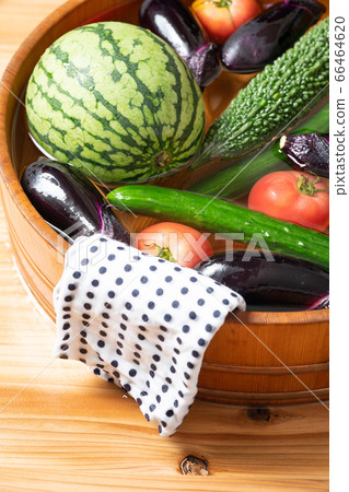 Cool summer vegetables in a tub Cool summer vegetables in a tub 66464620