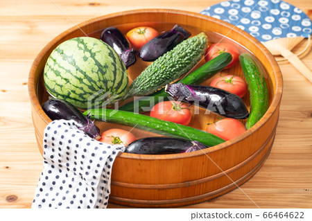 Cool summer vegetables in a tub Cool summer vegetables in a tub 66464622