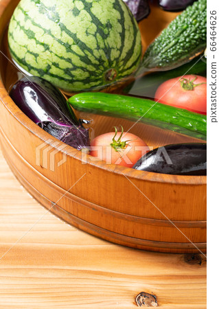 涼爽的夏季蔬菜在浴缸裡 涼爽的夏季蔬菜在浴缸裡 66464626