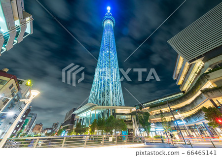 Tokyo Sky Tree Blue light up to support medical personnel 66465141