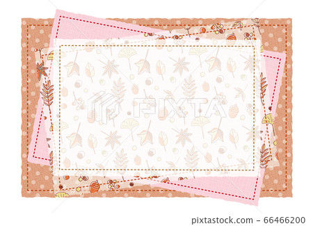 拼布圖案圖案框架背景素材文本空間秋葉明信片 66466200