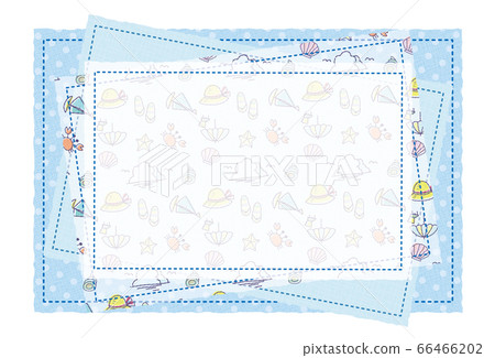 Patchwork pattern pattern frame background material text space summer material postcard blue 66466202