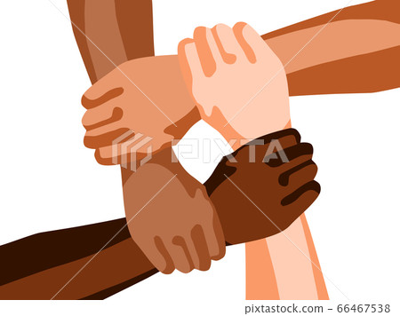 Discrimination and racism concept,Hand in different colors holding together, vector illustration 66467538