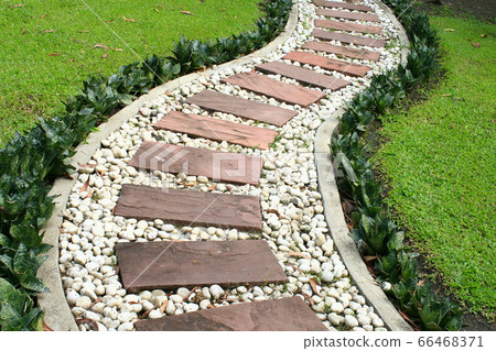 green grass and stone walkway in the park green grass and stone walkway in the park 66468371