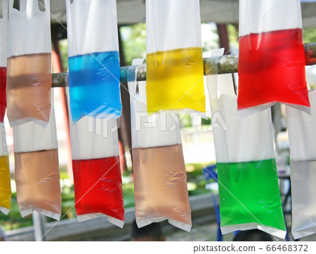 Colorful water in plastic bag background 66468372