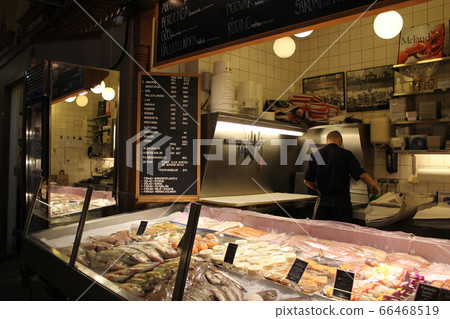 Fishmonger on the Ostermalm market in Stockholm 66468519