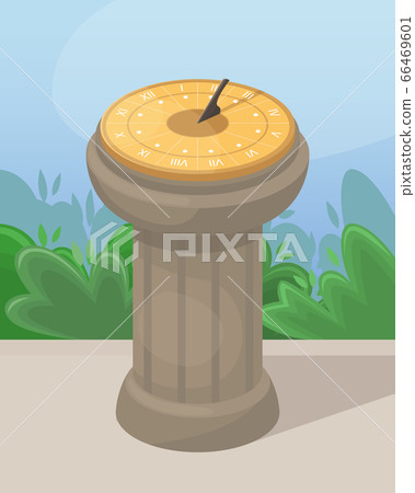 Vector illustration with a sundial. Vector illustration with a sundial. 66469601