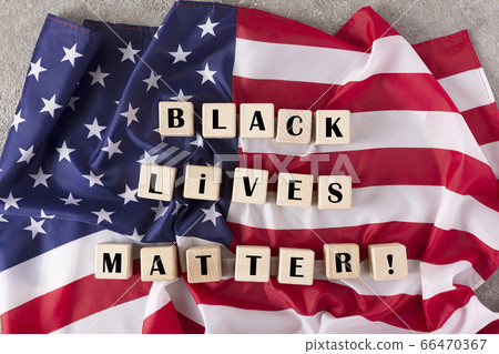 George Floyd protests spread across America. white and black people stand for human rights. Black lives matter, top view 66470367
