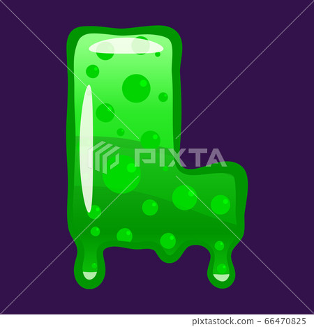 Slime font type letter L latin alphabet. Green bubbling toxic mold. Vector cartoon style illustration Slime font type letter L latin alphabet. Green bubbling toxic mold. Vector cartoon style illustration 66470825
