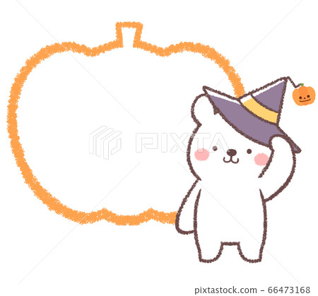 Halloween polar bear pumpkin line frame Halloween polar bear pumpkin line frame 66473168