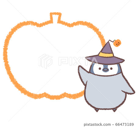 萬聖節企鵝小雞南瓜線框 66473189