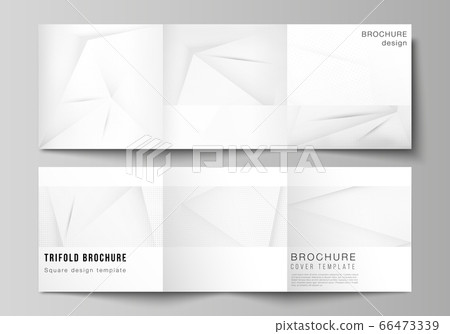 Vector layout of square cover design templates for trifold brochure, flyer, magazine, cover design, book design, brochure cover. Halftone effect decoration with dots. Dotted pop art pattern decoration 66473339
