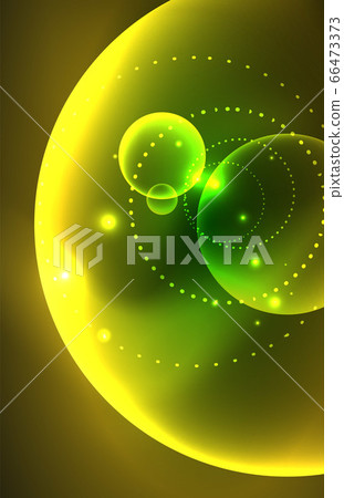 Neon shiny transparent glowing circles with light effects. Techno futuristic vector abstract background For Wallpaper, Banner, Background, Card, Book Illustration, landing page 66473373