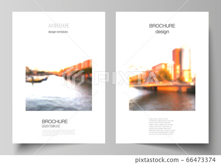 Vector layout of A4 cover mockups design templates for brochure, flyer, booklet, cover design, book design, brochure cover. Abstract halftone effect decoration with dots. Dotted pattern decoration. 66473374