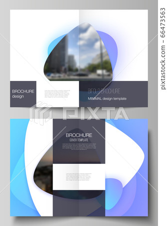 Vector layout of two A4 format modern cover mockups design templates for bifold brochure, magazine, flyer, booklet. Blue color gradient abstract dynamic shapes, colorful geometric template design. Vector layout of two A4 format modern cover mockups design templates for bifold brochure, magazine, flyer, booklet. Blue color gradient abstract dynamic shapes, colorful geometric template design. 66473563