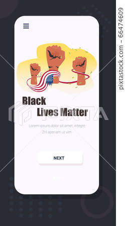 black lives matter banner raised up fists awareness campaign against racial discrimination of dark skin color 66474609