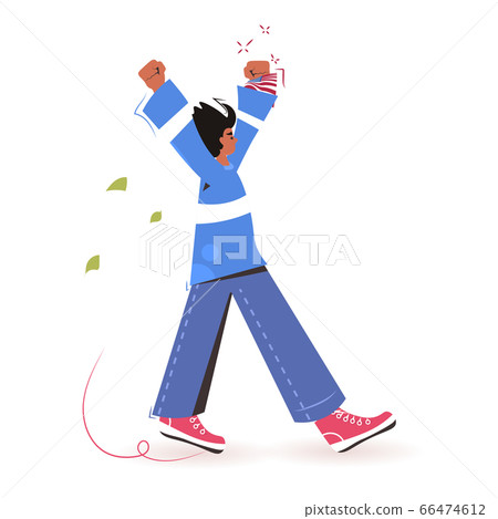 woman protester with raised up hands campaign against racial discrimination black lives matter concept 66474612