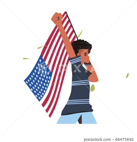 african american woman holding usa flag black lives matter campaign against racial discrimination african american woman holding usa flag black lives matter campaign against racial discrimination 66475692