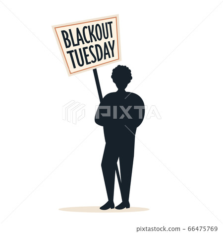 silhouette of man holding blackout tuesday banner black lives matter campaign against racial discrimination silhouette of man holding blackout tuesday banner black lives matter campaign against racial discrimination 66475769