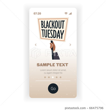 hand holding blackout tuesday banner black lives matter campaign against racial discrimination 66475796