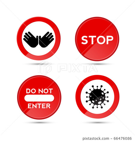 Stop roadsign with big hand symbol or icon for prohibited activities. Vector illustration. Stop roadsign with big hand symbol or icon for prohibited activities. Vector illustration. 66476086