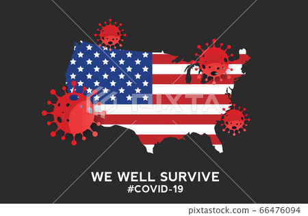 America lockdown preventing coronavirus or Covid 19 spread or outbreak, Prohibited from leaving the USA country. vector illustration design. America lockdown preventing coronavirus or Covid 19 spread or outbreak, Prohibited from leaving the USA country. vector illustration design. 66476094