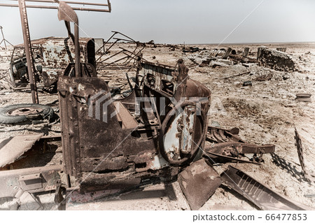 in the  old  village  rusty antique car  and hot 66477853