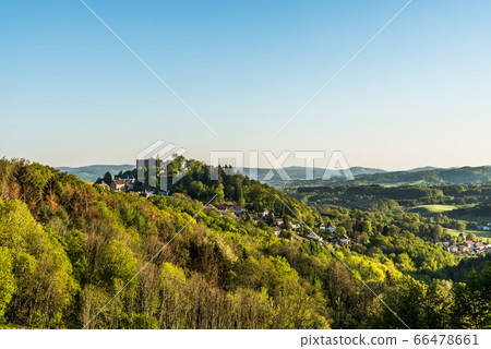 View Over the Odenwald in Germany with Castle Ruin Lindenfels 66478661