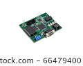 Electronic printed circuit board with microchip, many electrical components and leds 66479400
