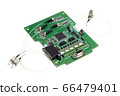Electronic printed circuit board with microchip, many electrical components and optical connectors 66479401