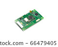 Electronic printed circuit board with microchip and many electrical components 66479405