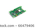 Electronic printed circuit board with microchip and many electrical components 66479406