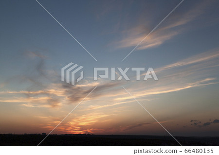 Landscape of sunset with cloudy orange sky. Landscape of sunset with cloudy orange sky. 66480135