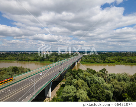view of the Vistula bridge in Warsaw view of the Vistula bridge in Warsaw 66481074