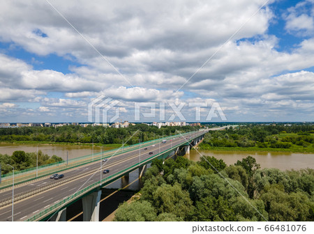 view of the Vistula bridge in Warsaw 66481076