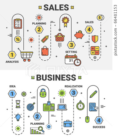 Vector thin line flat design Sales and Business... - Stock Illustration ...