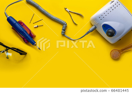 Top view of manicure and pedicure equipment on Top view of manicure and pedicure equipment on 66481445