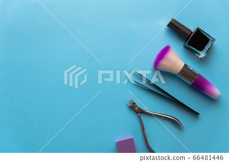 Top view of manicure and pedicure equipment on Top view of manicure and pedicure equipment on 66481446