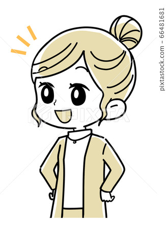 A woman who talks with a smile 66481681